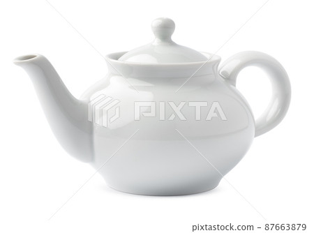 Tea pot isolated on white background, close up 87663879
