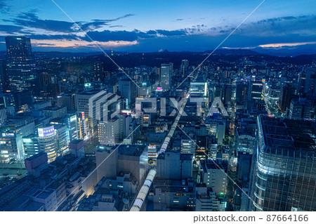 Overlooking Sendai city center (Sendai station west exit) Evening view Night view (Sendai city, Miyagi prefecture) 87664166