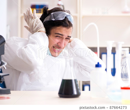 The young handsome chemist working in the lab The young handsome chemist working in the lab 87664273