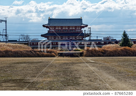 Heijo Palace Remains / Suzakumon and Kintetsu Railway in Winter 87665280