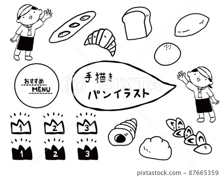 手繪麵包線描套裝 手繪麵包線描套裝 87665359