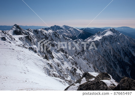 Mt. Kisokoma and Mt. Hoken in the midwinter 87665497