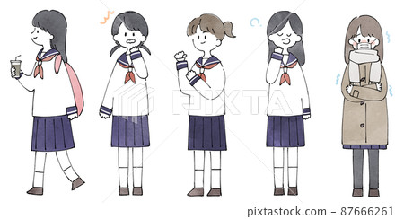 Person illustration set_high school girl 87666261