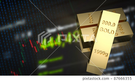 The gold bar and business background 3d rendering The gold bar and business background 3d rendering 87666355