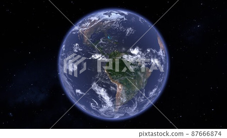 從太空看地球美洲的 3D 插圖 從太空看地球美洲的 3D 插圖 87666874
