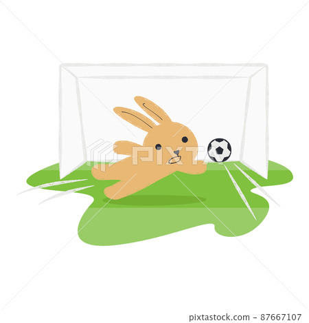 Illustration of a rabbit defending the goal 87667107