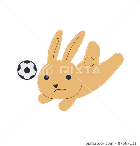 Illustration of a rabbit playing soccer 87667111