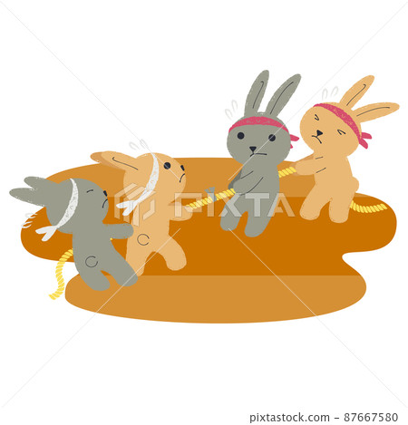 Athletic meet tug of war rabbit illustration 87667580