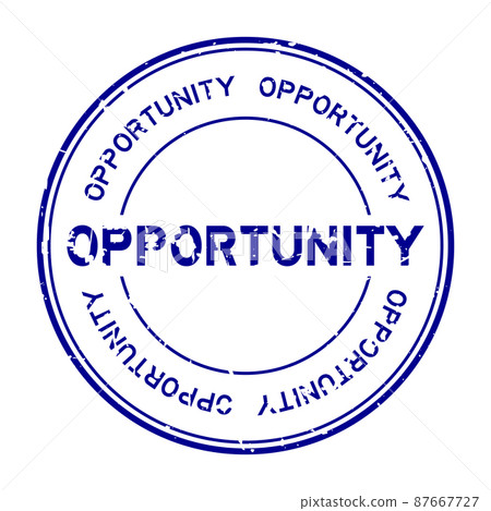 Grunge blue opportunity word round rubber seal stamp on white background Grunge blue opportunity word round rubber seal stamp on white background 87667727