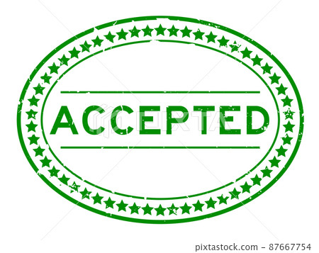 Grunge green accepted word oval rubber seal stamp on white background Grunge green accepted word oval rubber seal stamp on white background 87667754