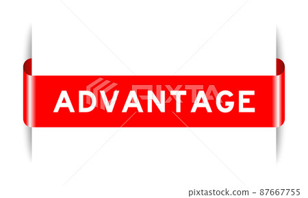 Red color inserted label banner with word advantage on white background Red color inserted label banner with word advantage on white background 87667755