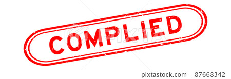 Grunge red complied word rubber seal stamp on white background 87668342