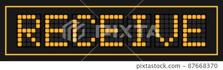 Orange color led in word receive on black background 87668370