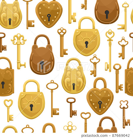 The seamless pattern with retro keys and locks. - Stock Illustration ...