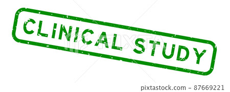 Grunge green clinical study word square rubber seal stamp on white background 87669221
