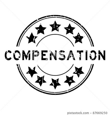 Grunge black compensation word with star icon round rubber seal stamp on white background Grunge black compensation word with star icon round rubber seal stamp on white background 87669250