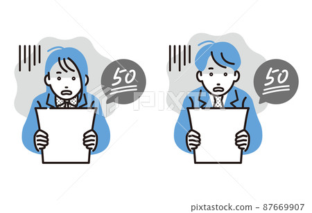 因壞人考點而臉色蒼白的高中生男女套裝 87669907