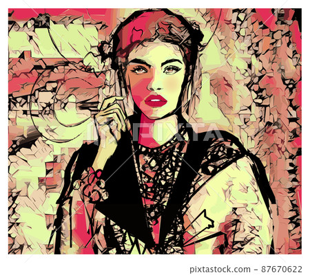 Fashion model on grunge background Fashion model on grunge background 87670622