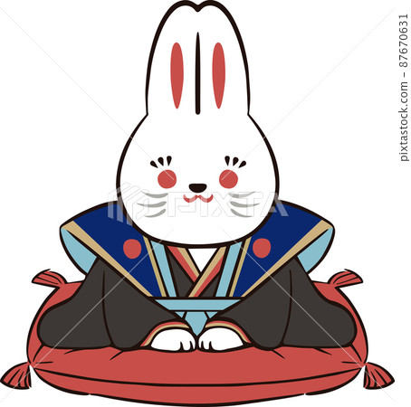 新年賀卡2023年新年賀卡材料新年福助娃娃兔年兔年可愛簡單插圖 87670631