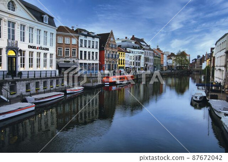 A canal that runs through the town of Ghent, Belgium A canal that runs through the town of Ghent, Belgium 87672042