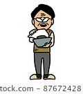 Illustration of a veteran male teacher looking at documents 87672428