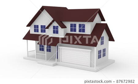 3d rendering of cozy house with garage Isolated on white 3d rendering of cozy house with garage Isolated on white 87672982