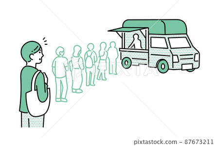 排隊的人的潮流效應插圖 87673211