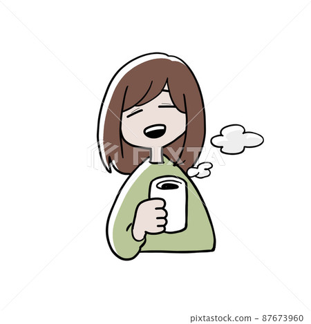 A woman who drinks coffee and takes a rest A woman who drinks coffee and takes a rest 87673960