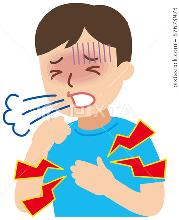 Coughing man chest pain Coughing man chest pain 87673973