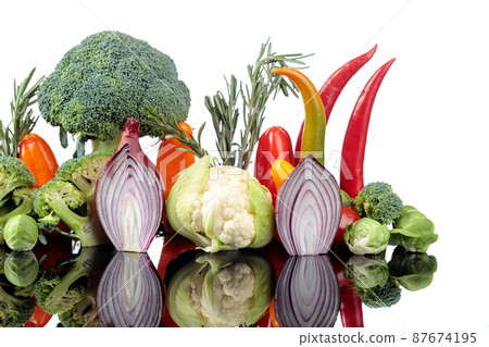 Raw vegetables isolated on  white. 87674195