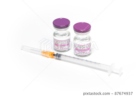 Coronavirus vaccine and syringe Coronavirus vaccine and syringe 87674937