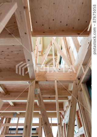 Inside a new single-family home under construction 87675058