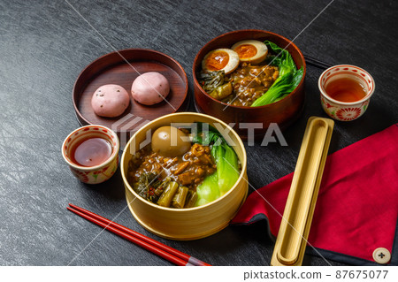 蟹肉米飯Rurohan台灣菜剁碎的豬肉飯 蟹肉米飯Rurohan台灣菜剁碎的豬肉飯 87675077