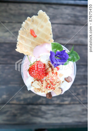 smoothie or strawberry yogurt smoothie, strawberry smoothie 87675450