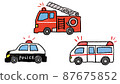 帶手繪插圖的急救車 消防車、救護車、警車 87675852