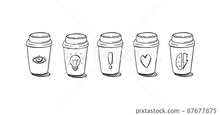 Coffee set. Vector illustration. Hand drawn coffee Coffee set. Vector illustration. Hand drawn coffee 87677875