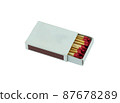 red matchbox opened isolated on white background. Side view and Blank space 87678289