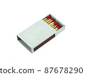 red matchbox opened isolated on white background. Side view and Blank space 87678290