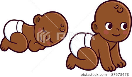 Cute Black baby illustration set Cute Black baby illustration set 87678478