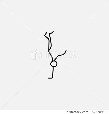 Cartoon icon of sketch stick figure standing on his arm Cartoon icon of sketch stick figure standing on his arm 87678932
