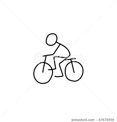 Stick figure bike rider icon 87678956