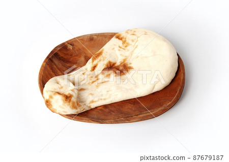 Nan Indian food pan white background 87679187