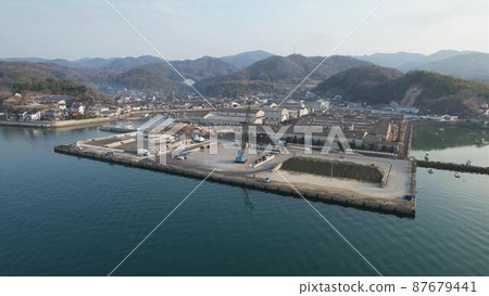 Aerial view of the quay of Onoki Daimo in Akitsu-cho, Higashi-Hiroshima City 1 87679441