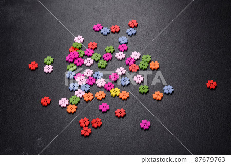 The Buttons multi color on concrete table for handcrafted concept 87679763