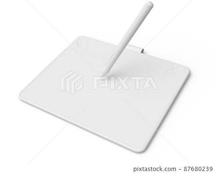 Graphic tablet and pen for illustrators, designers and photographers on white 87680239