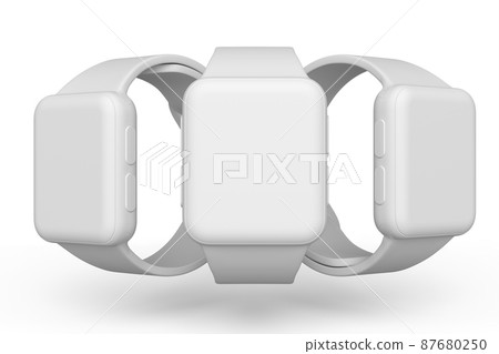 Set of smart watches or fitness tracker like flower pattern on white background. Set of smart watches or fitness tracker like flower pattern on white background. 87680250
