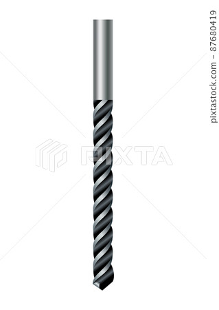 Drill bit of steel or other metal twist shape. Professional nozzle for drill hammer or screwdriver. Vector icon isolated on white background Drill bit of steel or other metal twist shape. Professional nozzle for drill hammer or screwdriver. Vector icon isolated on white background 87680419