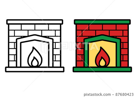 Fireplace icon on white background, vector illustration 87680423