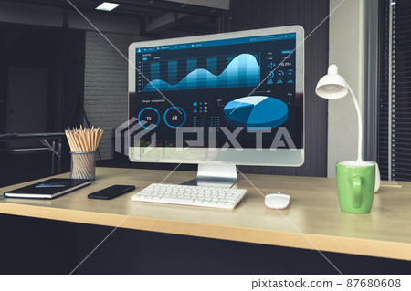 Business data dashboard analysis by ingenious computer software Business data dashboard analysis by ingenious computer software 87680608