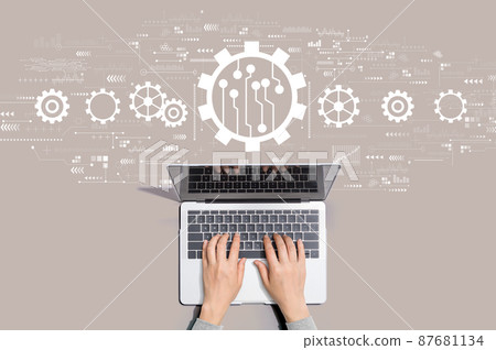 Automation concept with person using laptop 87681134